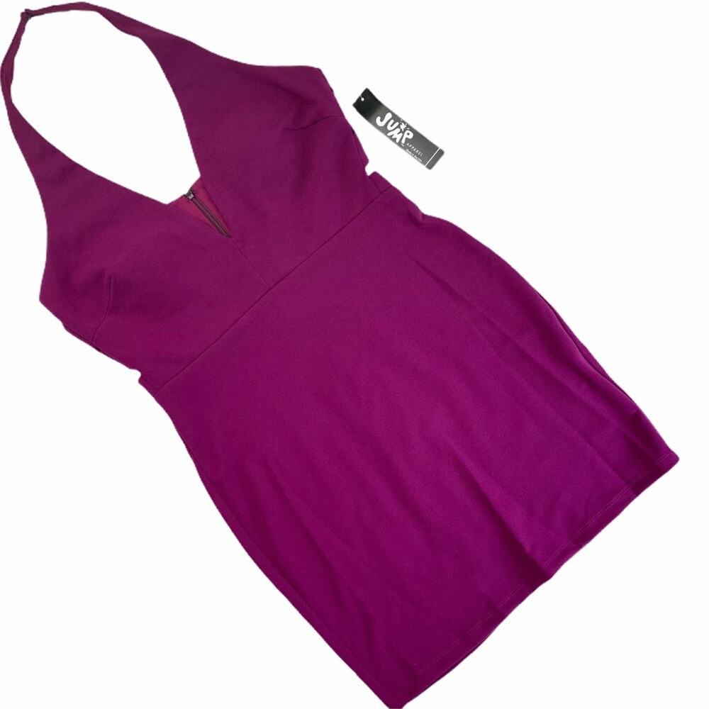 NWT JUMP Apparel Halter Mini Dress Plum Color Side Cutouts Size Large